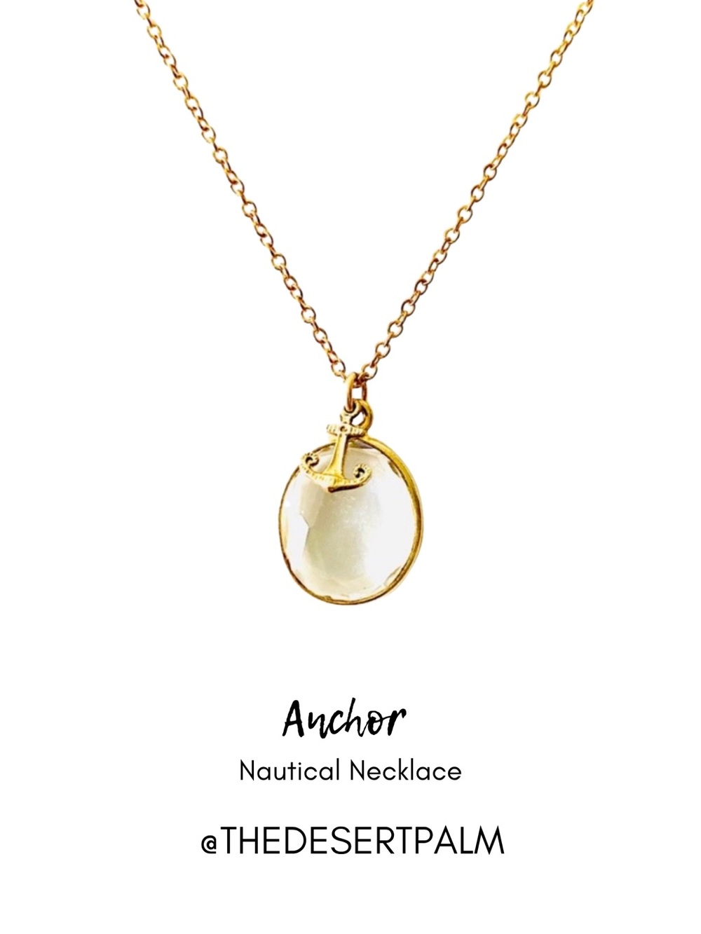 Nautical Anchor Bezel Necklace Gold Vermeil